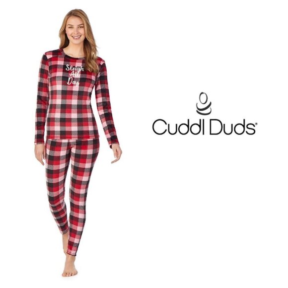 Cuddl Duds Womens Red Black Plaid Soft Pajamas Loungewear 2 Pc Sets Sz M New - Picture 9 of 12